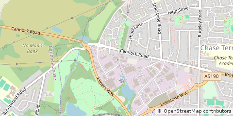 Map of Burntwood, Staffordshire