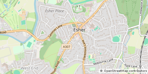 Map of Esher, Surrey