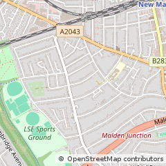 Map of NEW Malden, Surrey