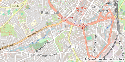 Map of Sheffield, South Yorkshire