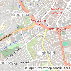 Map of Sheffield, South Yorkshire