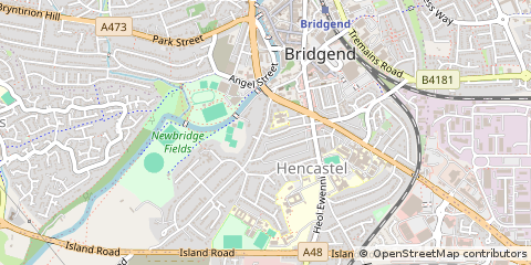 Map of Bridgend, MID Glamorgan