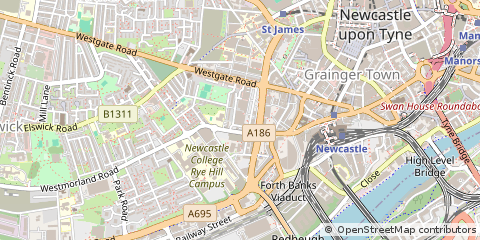 Map of Newcastle Upon Tyne, Tyne and Wear