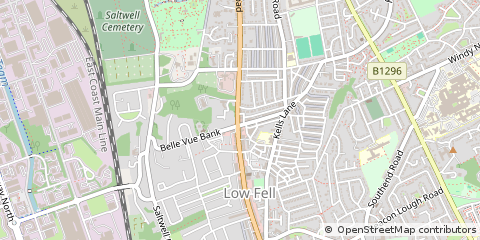 Map of Gateshead, Tyne and Wear