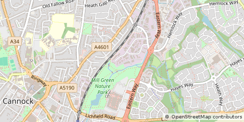Map of Cannock, Staffordshire