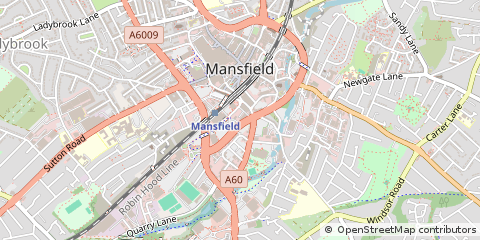 Map of Mansfield, Nottinghamshire