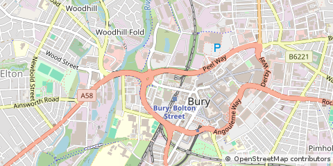 Map of Bury, Lancashire