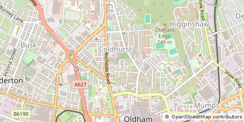 Map of Oldham, Lancashire