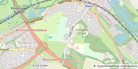 Map of Ware, Hertfordshire