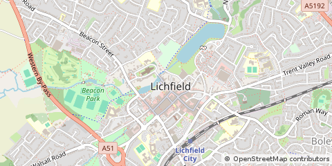 Map of Lichfield, Staffordshire