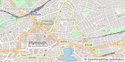 Map of Plymouth, Devon