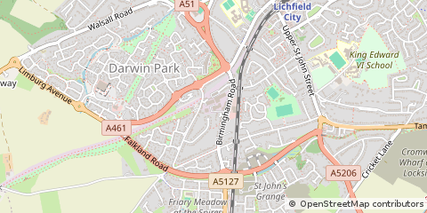Map of Lichfield, Stafforshire