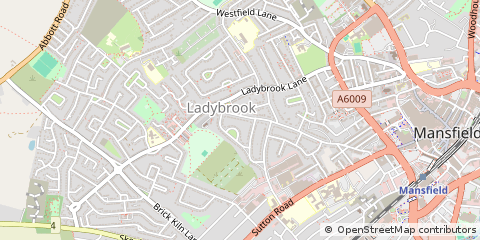 Map of Mansfield, Nottinghamshire