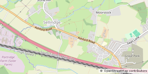 Map of Sellindge, Kent
