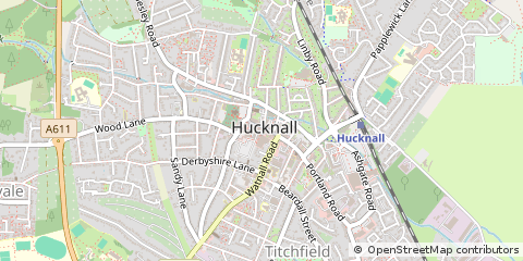 Map of Hucknall, Nottinghamshire