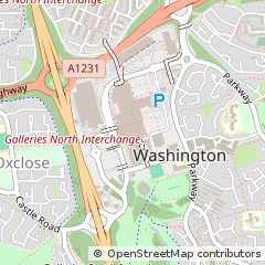 Map of Washington, Tyne and Wear