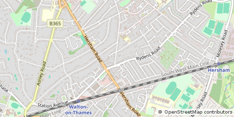 Map of Walton-on-Thames, Surrey