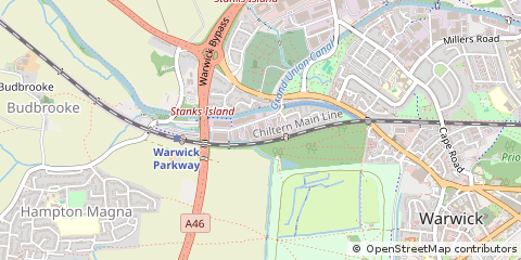 Map of Warwick, Warwickshire