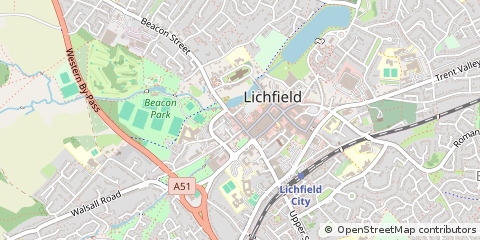 Map of Lichfield, Staffordshire