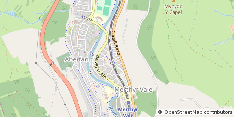 Map of Merthyr Tydfil, MID Glamorgan