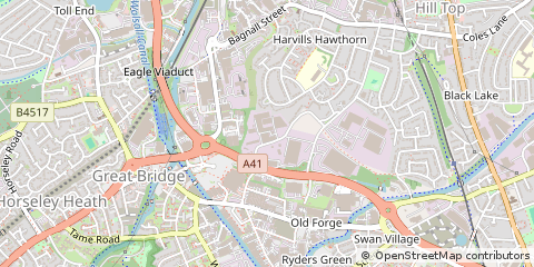 Map of Great Bridge West Bromwich, West Midlands