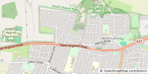 Map of Lancing, West Sussex