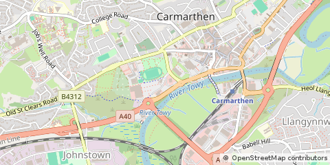 Map of Carmarthen, Carmarthenshire