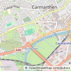 Map of Carmarthen, Carmarthenshire