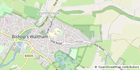 Map of Bishops Waltham, Southampton, Hampshire