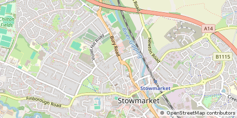 Map of Stowmarket, Suffolk