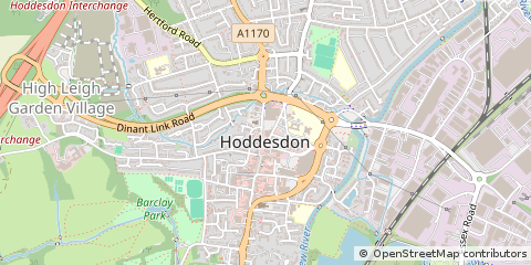 Map of Hoddesdon, Hertfordshire