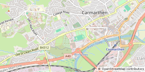 Map of Carmarthen, Carmarthenshire
