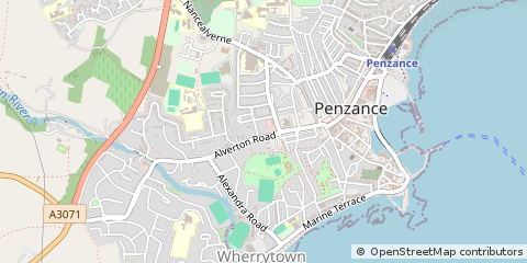 Map of Penzance, Cornwall