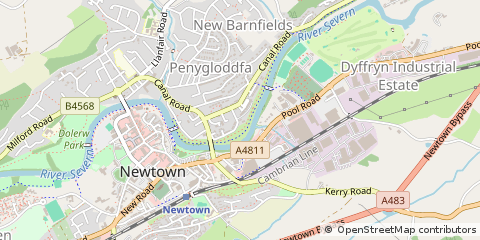 Map of Newtown, Powys