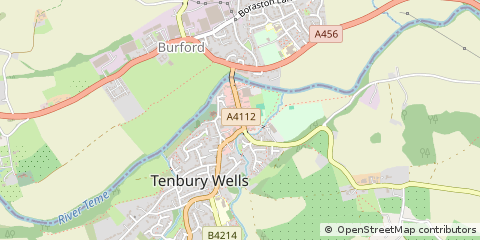 Map of Tenbury Wells, Worcestershire