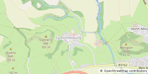 Map of Symondsbury, Dorset