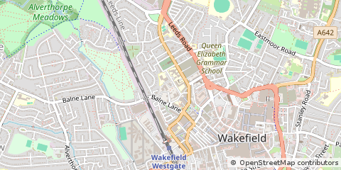 Map of Wakefield, West Yorkshire