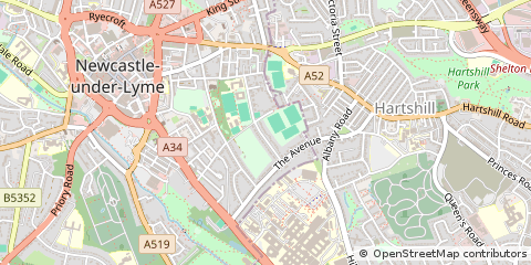 Map of Newcastle, Staffordshire