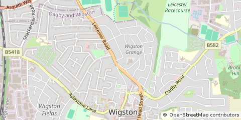Map of Wigston Fields, Leicestershire