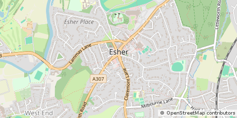 Map of Esher, Surrey