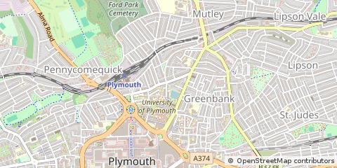 Map of Plymouth, Devon