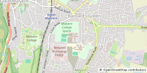 Map of Malvern, Worcestershire