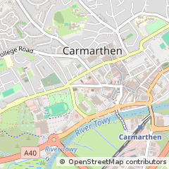Map of Carmarthen, Carmarthenshire