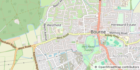Map of Bourne, Lincolnshire