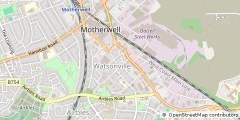 Map of Motherwell, Lanarkshire