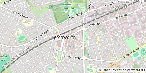 Map of Letchworth Garden City, Hertfordshire