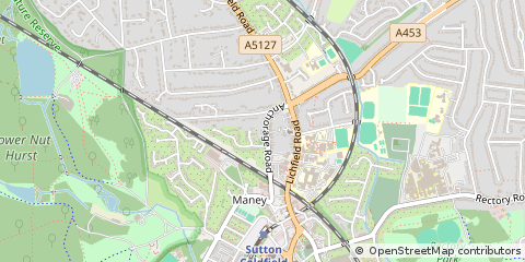Map of Sutton Coldfield, West Midlands