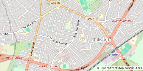 Map of Tolworth, Surrey