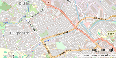 Map of Loughborough, Leicestershire