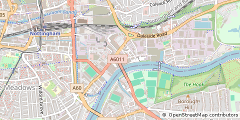 Map of Nottingham, Leicester